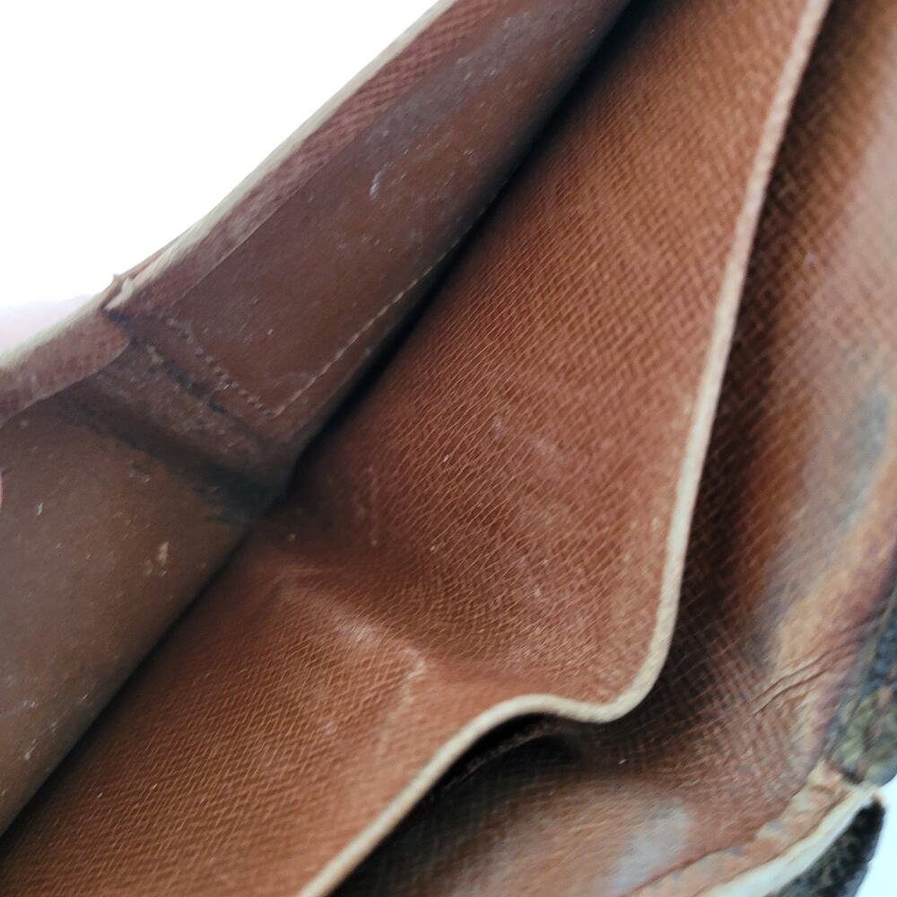 LOUIS VUITTON Vintage 80s Monogram Leather Wallet Brown Medium Trifold Elise - Picture 4 of 16